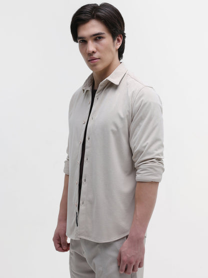 Solid Textured Regular Fit Shirt