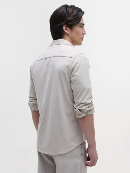 Solid Textured Regular Fit Shirt