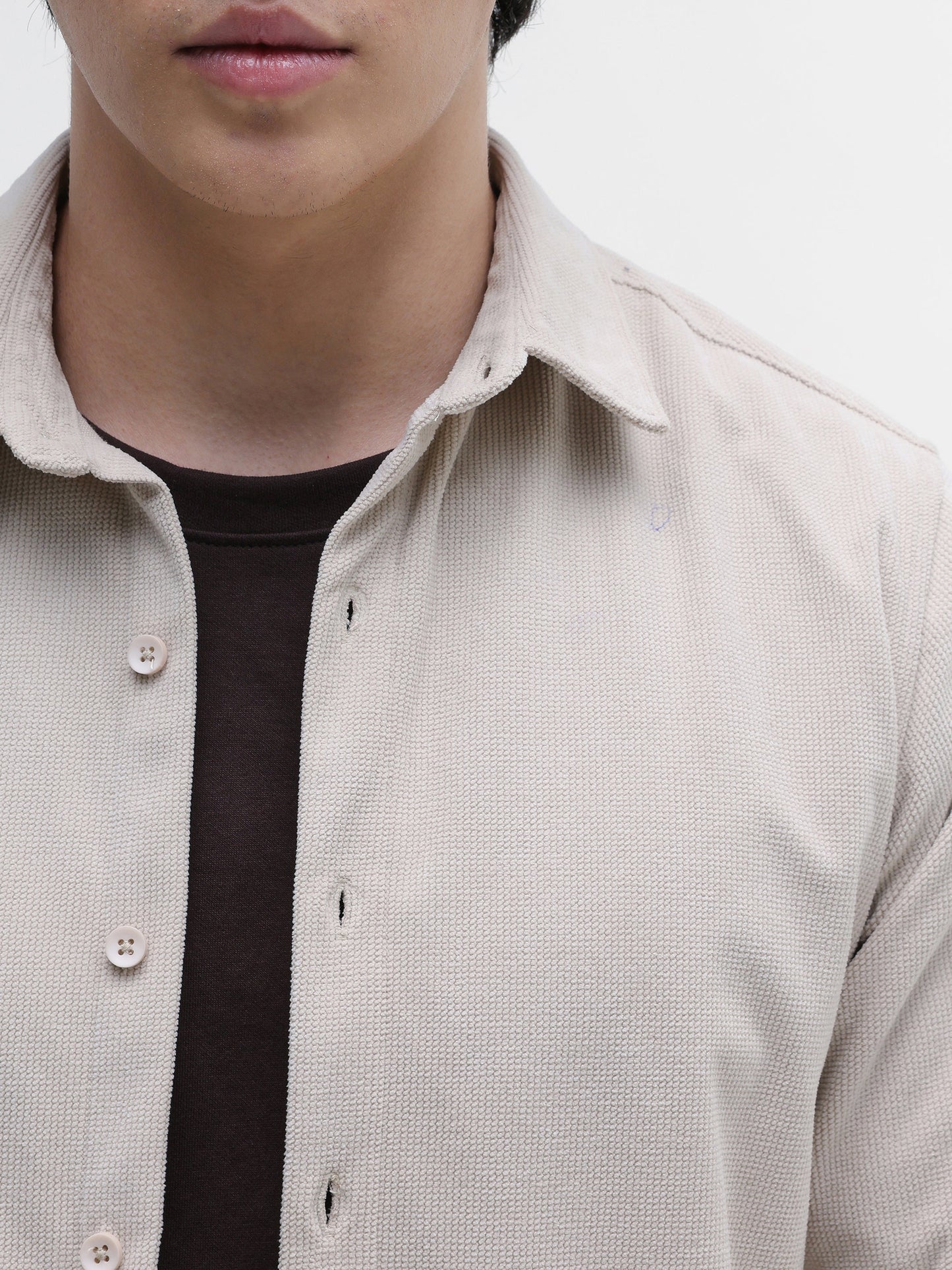 Solid Textured Regular Fit Shirt