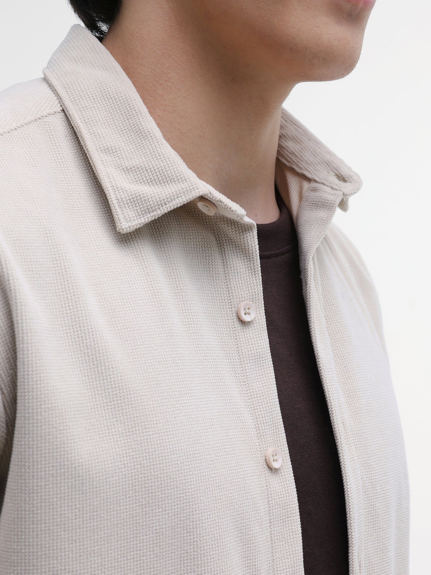 Solid Textured Regular Fit Shirt