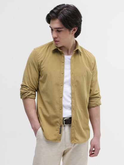 Solid Textured Regular Fit Shirt