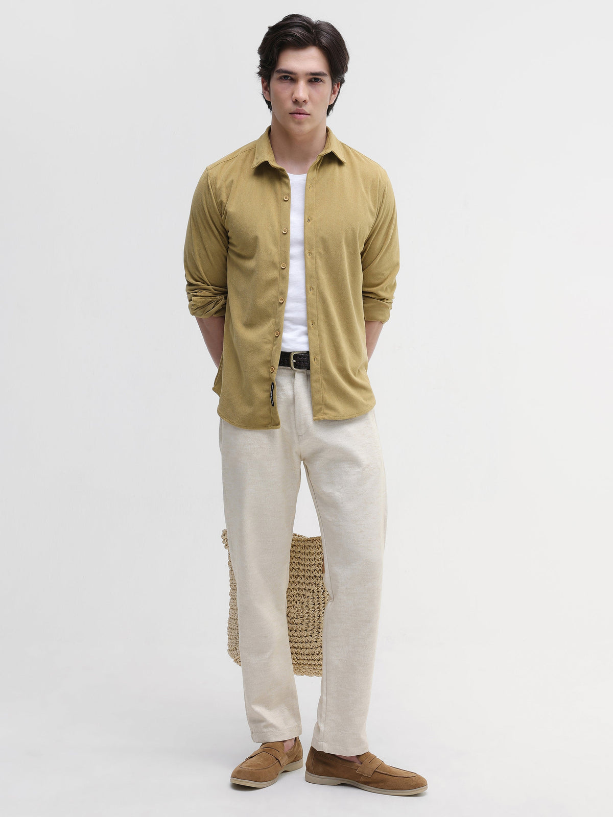 Solid Textured Regular Fit Shirt