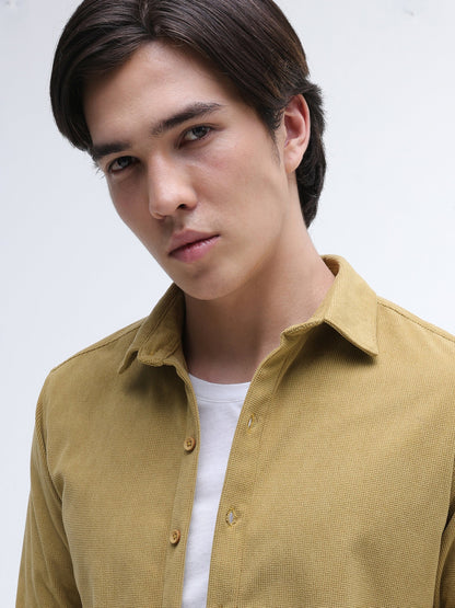 Solid Textured Regular Fit Shirt