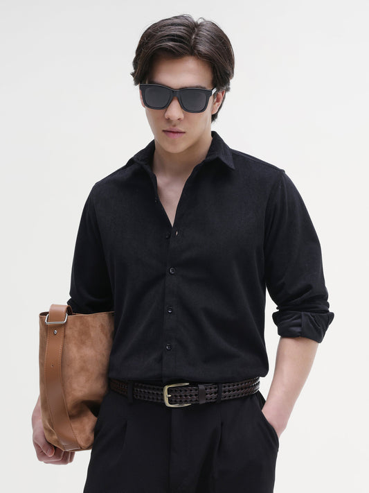 Solid Textured Regular Fit Shirt