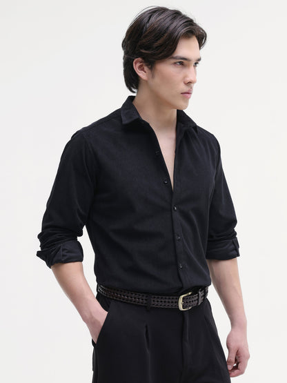 Solid Textured Regular Fit Shirt
