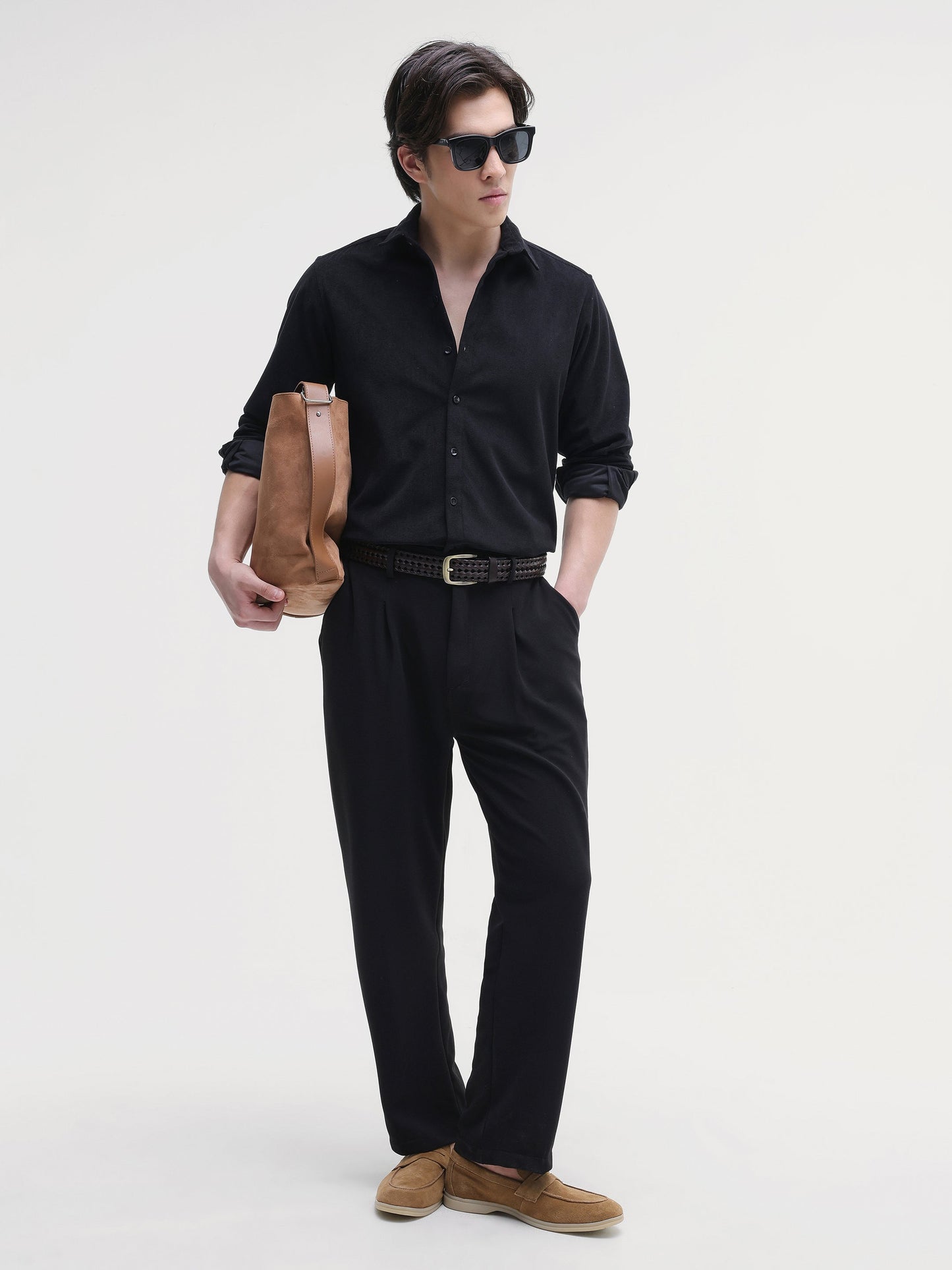 Solid Textured Regular Fit Shirt