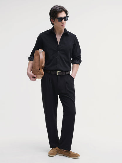 Solid Textured Regular Fit Shirt
