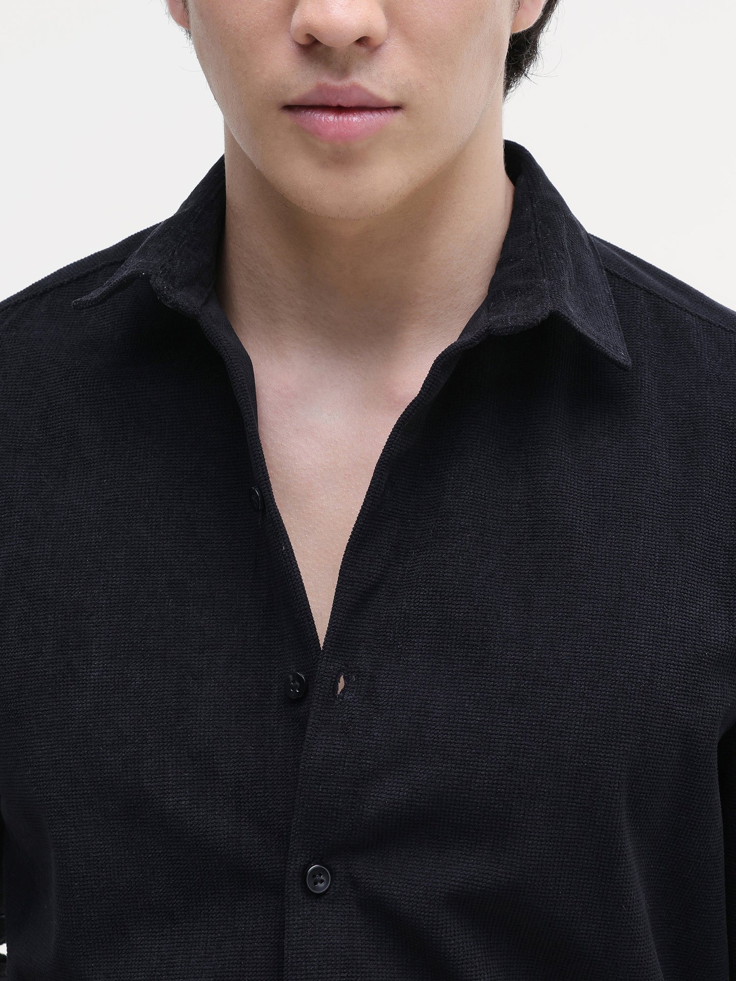 Solid Textured Regular Fit Shirt