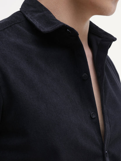 Solid Textured Regular Fit Shirt