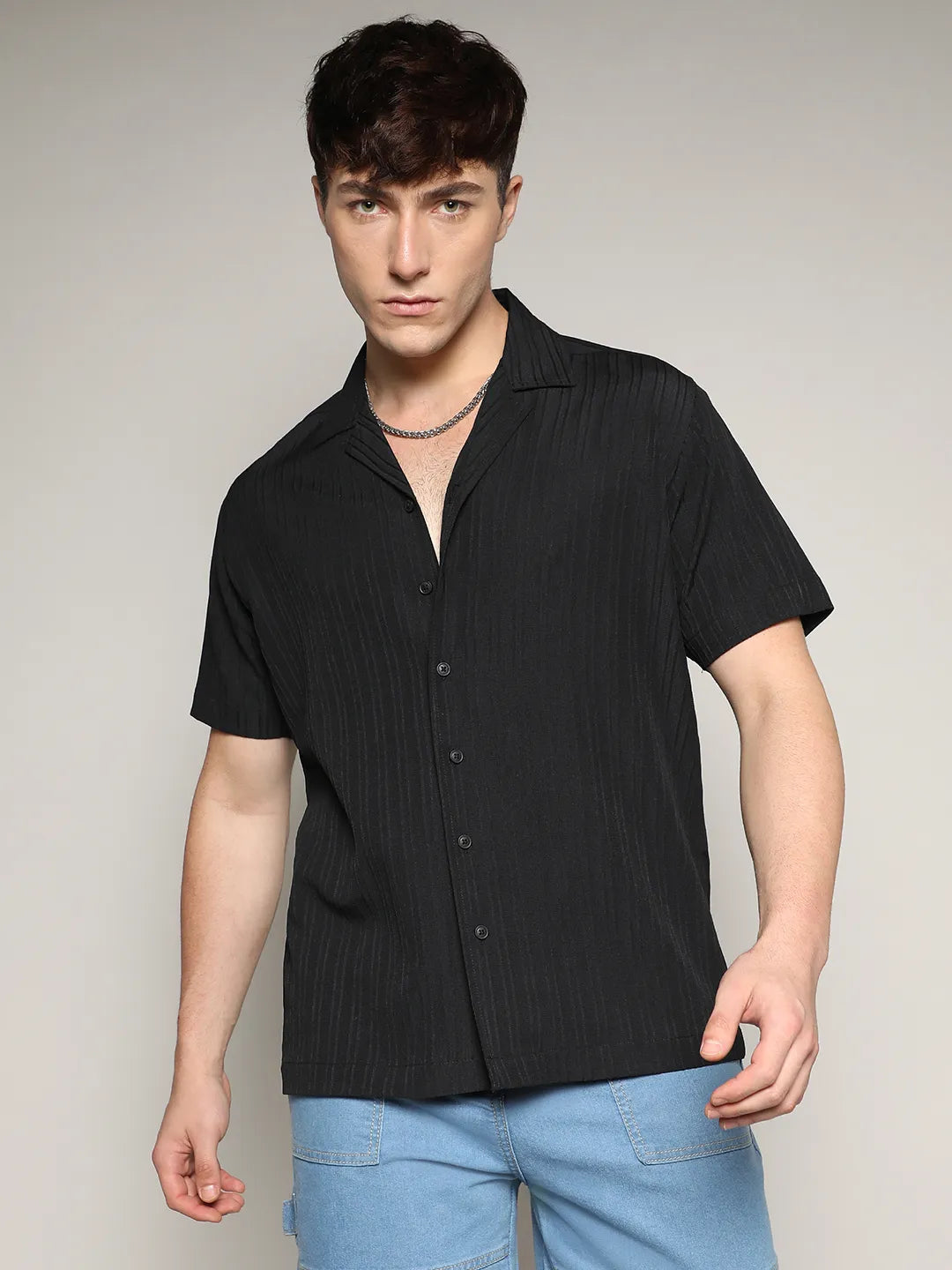 Self-Design Striped Shirt