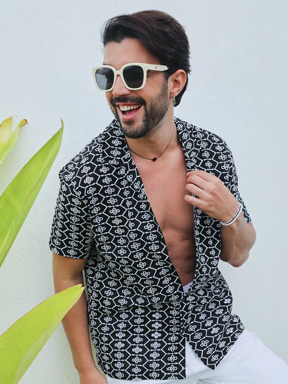 Embroidered Geometric Shirt