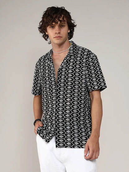 Embroidered Geometric Shirt