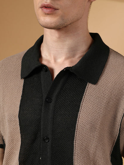 Panel-Knit Slim-Fit Shirt