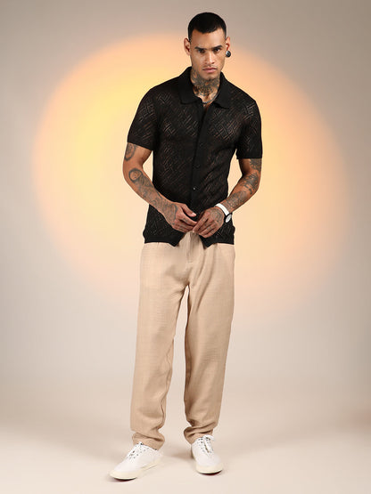 Overlap-Textured Knit Shirt