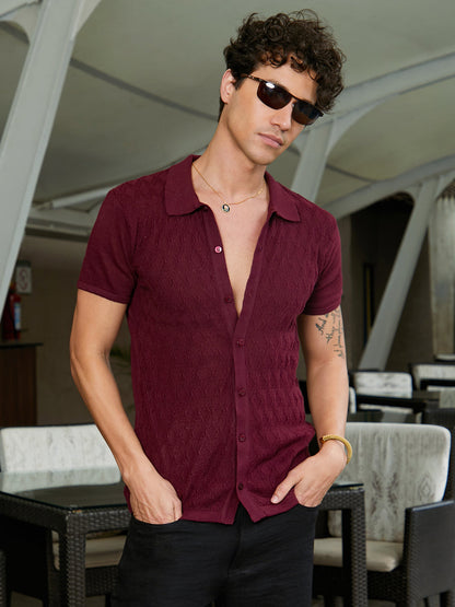 Argyle-Knit Slim-Fit Shirt