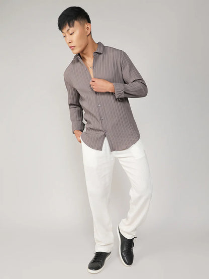 Self-Design Striped Shirt