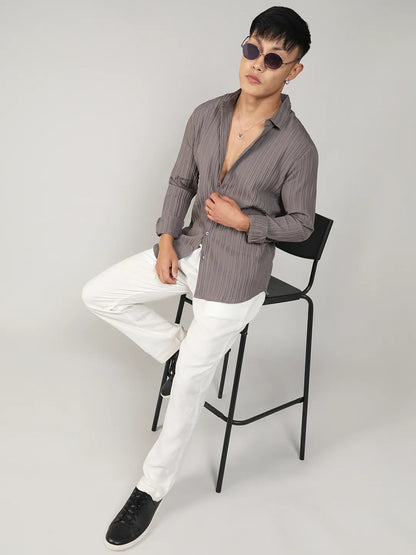 Self-Design Striped Shirt