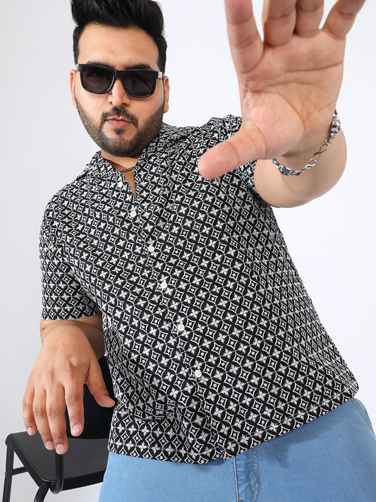 Contrast Embroidered Shirt
