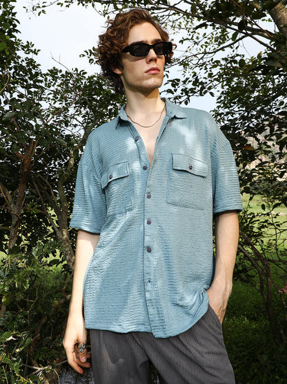 Tactile-Utility Oversized Shirt