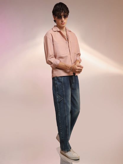 Chevron-Woven Utility Shirt