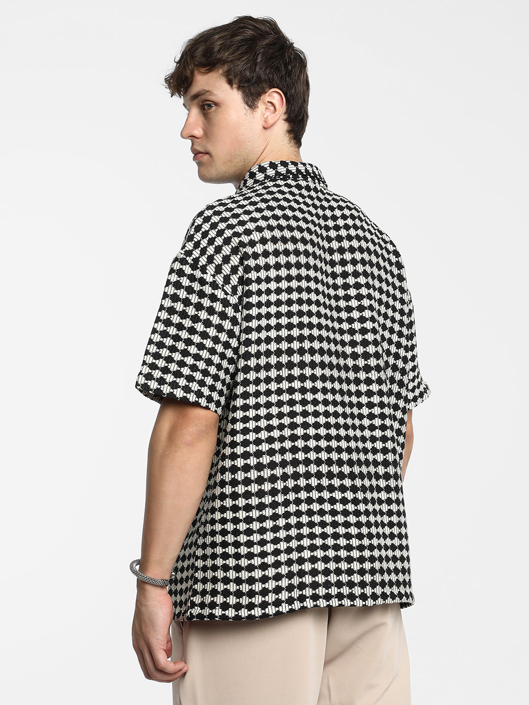 Lozenge-Striped Oversized Shirt