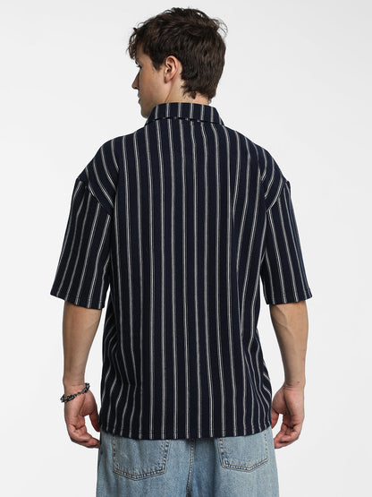 Utility Halo-Stripe Oversized Shirt