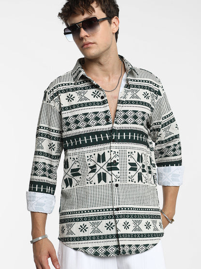 Geometric Seersucker Shirt