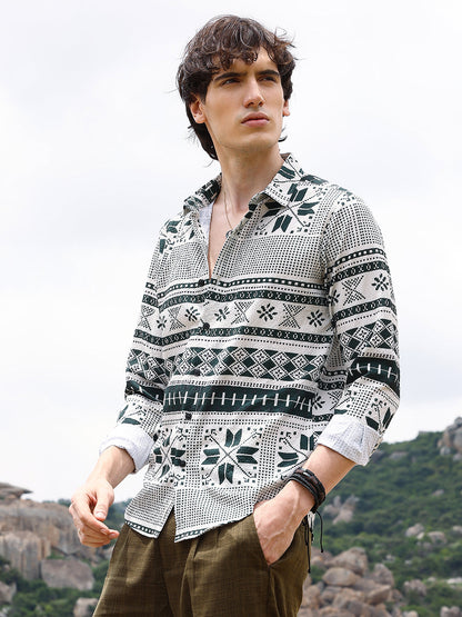 Geometric Seersucker Shirt