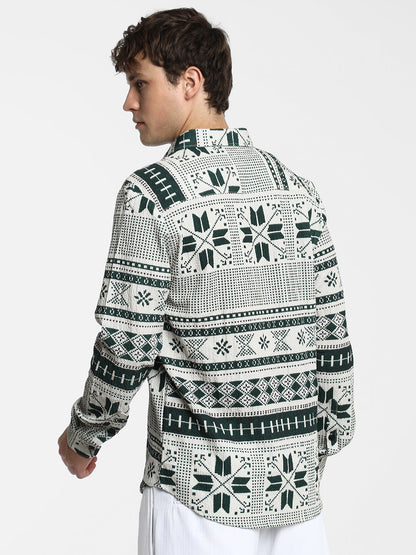 Geometric Seersucker Shirt