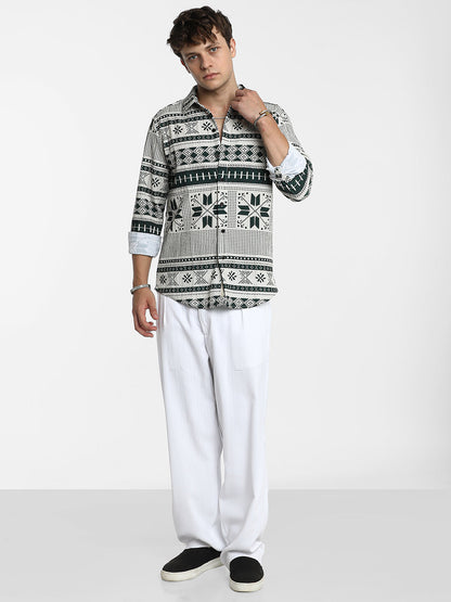 Geometric Seersucker Shirt