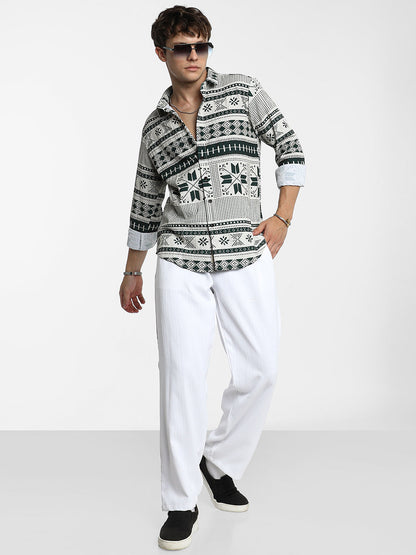 Geometric Seersucker Shirt