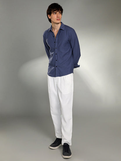 Geometric-Weave Textured Shirt