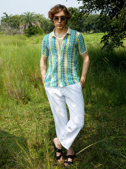 Loop-Stripe Knit Shirt