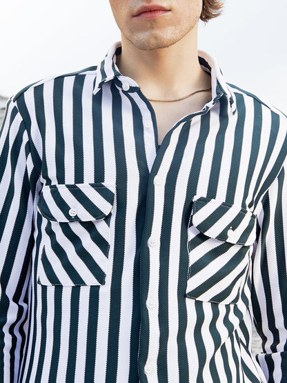 Nautical-Stripe Utility Shirt