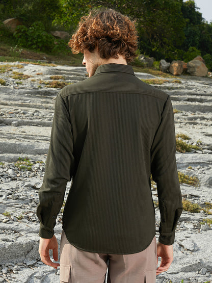 Ribbed-Woven Shirt