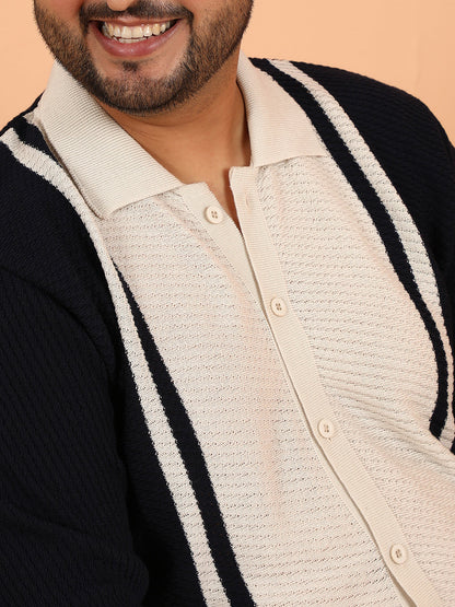 Contrast-Panel Knit Polo Shirt