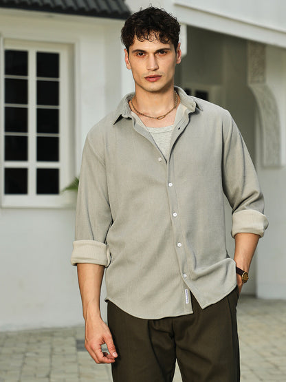 Weft-Texture Relaxed Shirt