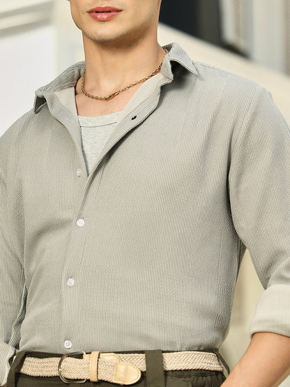 Weft-Texture Relaxed Shirt