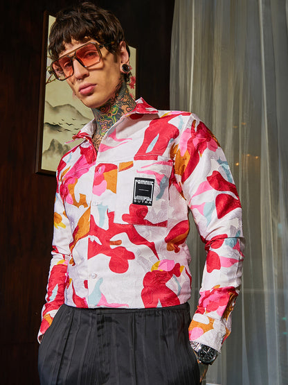Floral-Tactile Relaxed Shirt