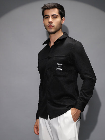 Ribbed-Knit Utility Shirt