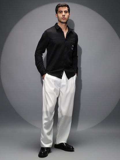 Ribbed-Knit Utility Shirt