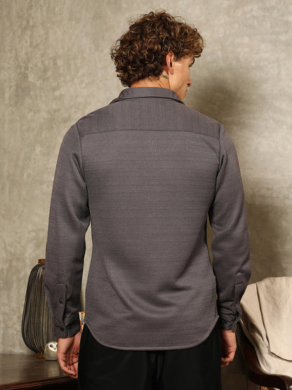 Ribbed-Knit Utility Shirt