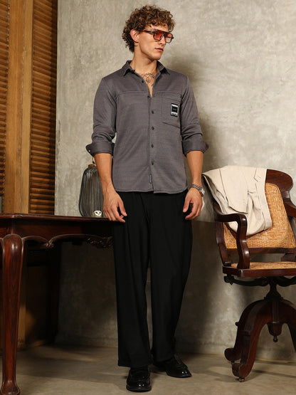 Ribbed-Knit Utility Shirt