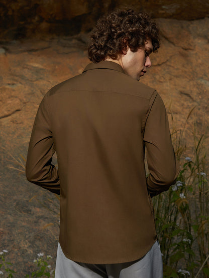 Solid Button-Up Shirt