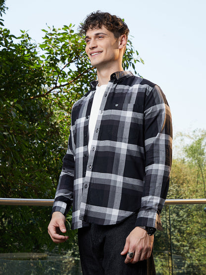 Pixelated-Check Relaxed Shirt