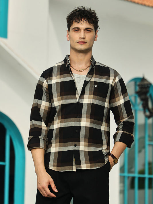 Pixelated-Check Relaxed Shirt