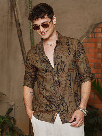 Aztec-Imprint Shirt