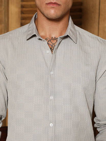 Grid-Check Tactile Shirt