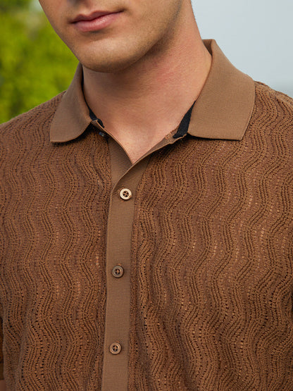 Swirl-Knit Polo Shirt