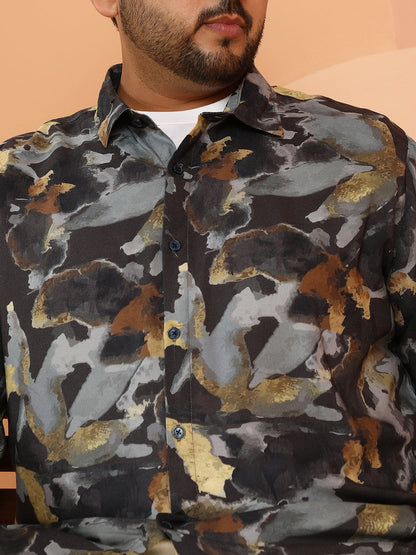 Metallic-Stained Floral Shirt